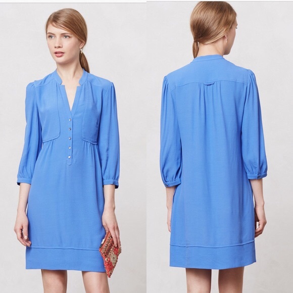 Anthropologie Dresses & Skirts - Maeve Taryn Crepe Shift Dress 3/4 Sleeve Size 4